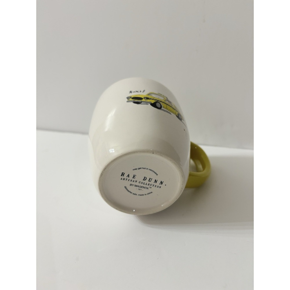 Rae Dunn Dog in Taxi Yellow Handle Mug New Magenta Artisan Yellow Cab New York - Picture 3 of 3